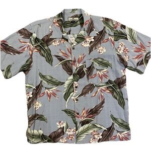 Tommy Bahama Hawaiian Mens Shirt 2XL‎ 100% Silk Short Sleeve Button Up